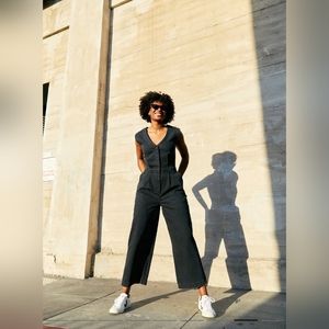 Du/er Duer Performance Denim Tailored Jumpsuit in Washed Black Size S